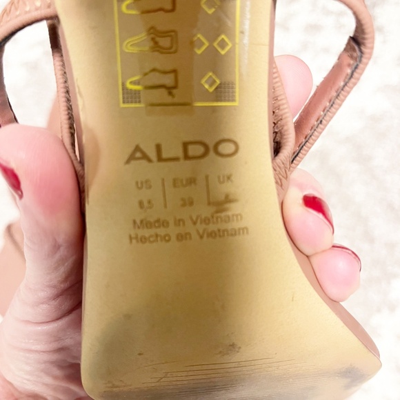 Aldo Okurr Block Heel Sandal Bone Taupe Color Size 8.5 - Picture 6 of 6
